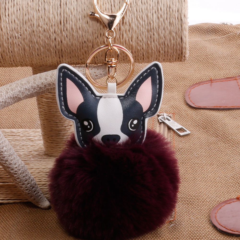 PU puppy feather ball key pendant Pendant
