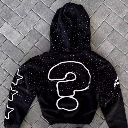 Sudadera con capucha y estampado de letras de estilo oscuro de High Street, estilo europeo y americano