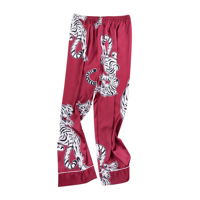 Men sleepwear Bottoms Silk Pajamas Print Long Sleep Pants - BAGMODA
