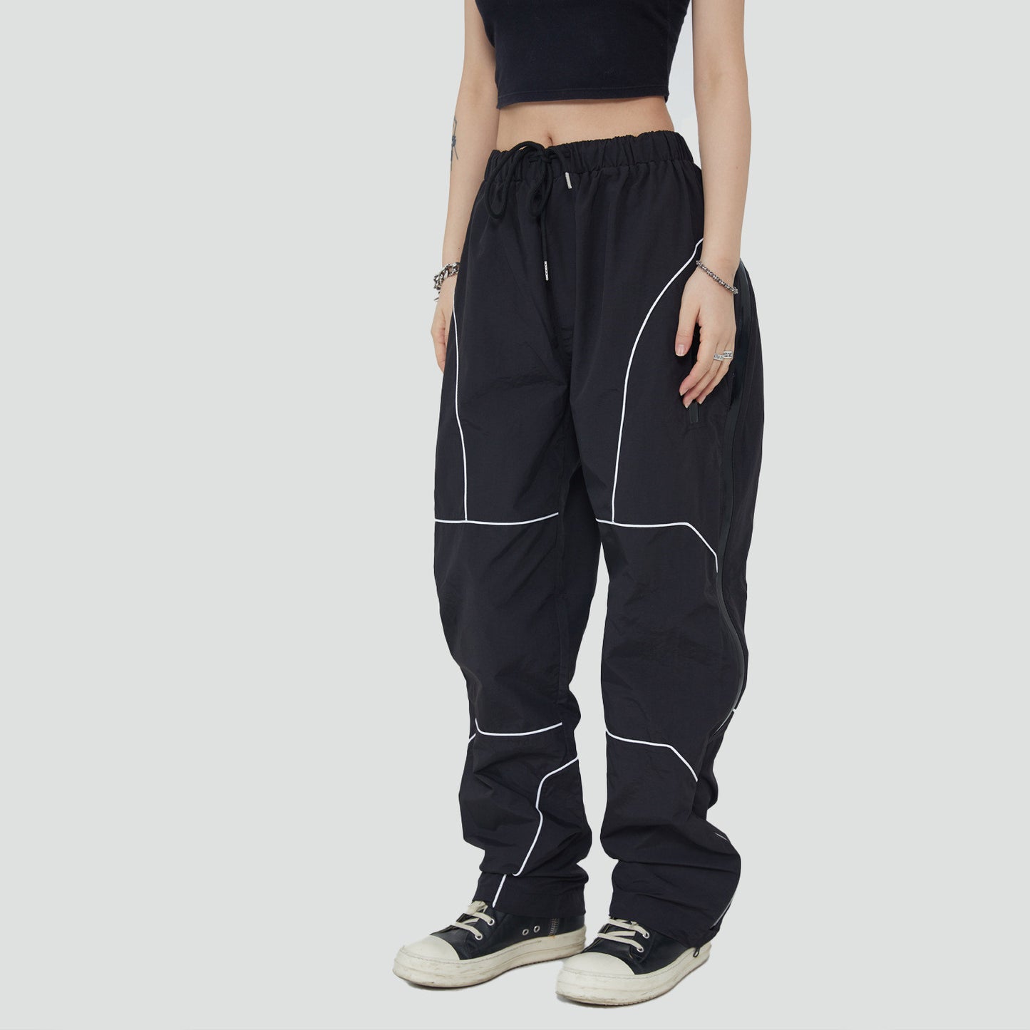 Trousers Full  Zipper Loose Casual Pants For Men And Women
