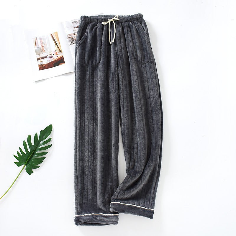 Couple Flannel Home Pants Trousers Thick Coral Fleece Warm Pants Men Plus Size Pants - BAGMODA