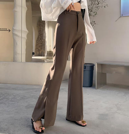 Pantalones de traje informales holgados de cintura alta, estilo retro, finos y rectos para mujer de verano