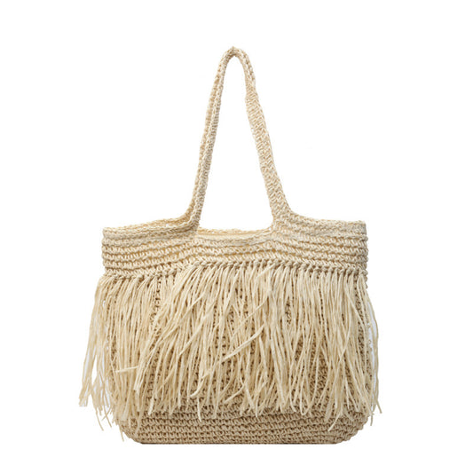 Straw Woven Tassel Shoulder Bag