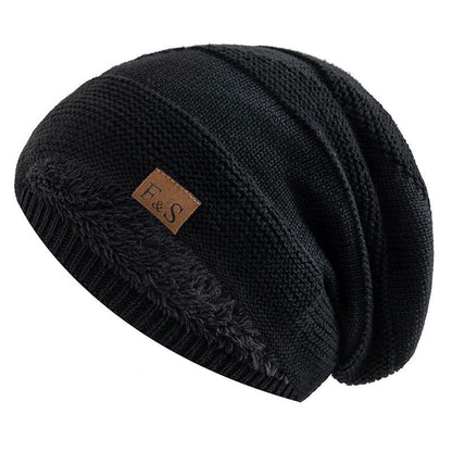 Fleecegefütterter Pullover Warm halten Strickstoff Etikett Wollmütze