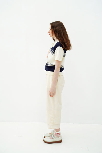 Damen-Pullover mit bestickten Keksen, lockerer Revers-Strick