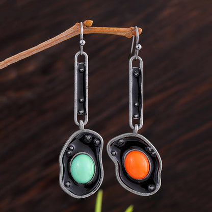 Pendientes geométricos asimétricos creativos hechos a mano para mujer