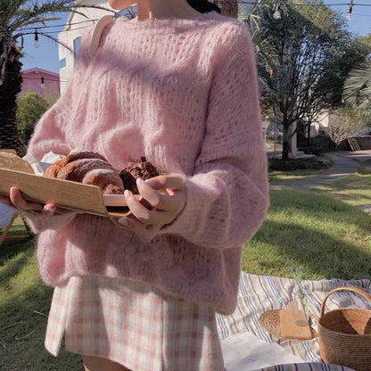 Suéter de mohair hueco para mujer