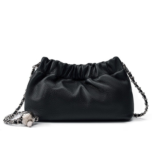 Cloud Pleated Cowhide Leather Bag