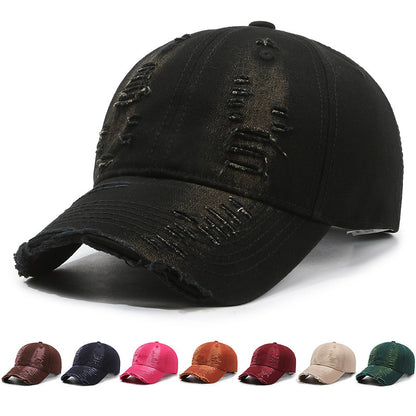 Gorra de béisbol vintage Street Hole para hombre, estilo vaquero antiguo lavado