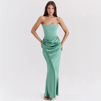 Vestido largo ajustado con escote en V y espalda descubierta para mujer, sexy, a la moda, para fiesta y noche