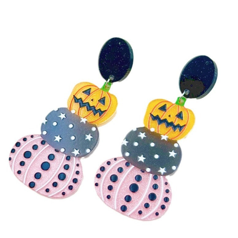 Halloween Day Ornament Colorful Ghost Eyes Funny Acrylic Earrings For Women