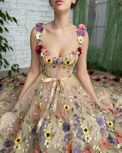 Sevintage Exquisite 3D Blumen Ballkleider Sweetheart