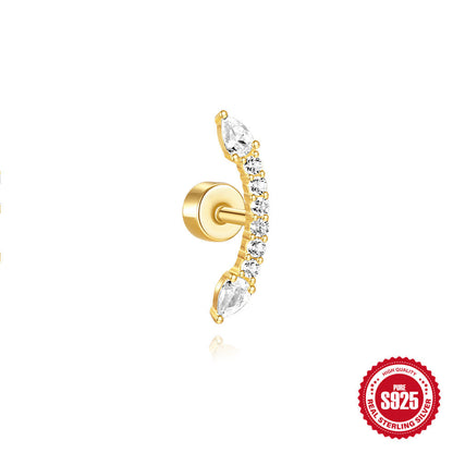 S925 Sterling Silber Flache Säule Gewinde Piercing Ohr Knochen Stud