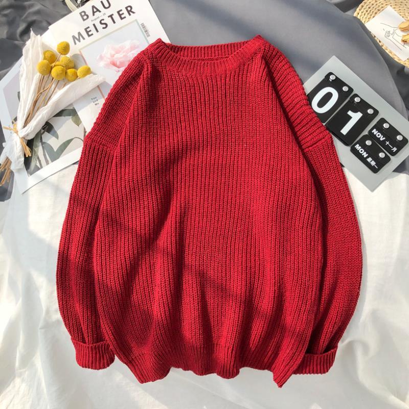 Men's Solid Color Round Neck Sweater Knit Bottoming Shirt
