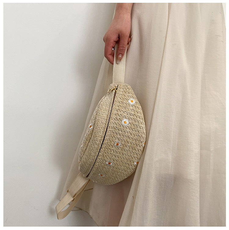 Summer Straw Waist Bag