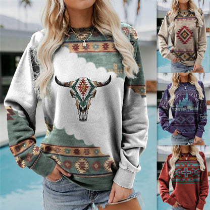 Sudadera con capucha y estampado de manga larga para mujer