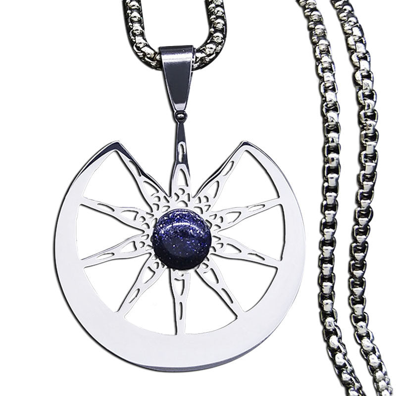 Simple Moon And Star Pendant Necklace Stainless Steel