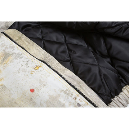Herrenjacke mit amerikanischem Retro-3D-Druck und Baumwollpolsterung