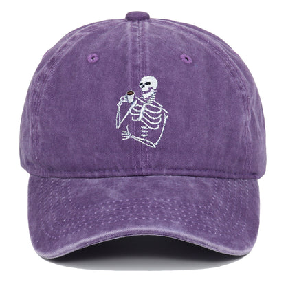Totenkopf Tee Stickerei Baseball Vintage Distressed Waschmütze