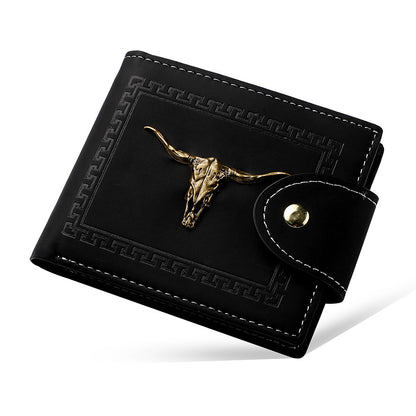 Cartera corta con múltiples ranuras para tarjetas y cremallera para hombre