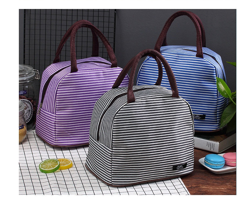 New Oxford cloth striped large insulation lunch bag portable breast milk preservation package insulation camping lunch box package wholesale