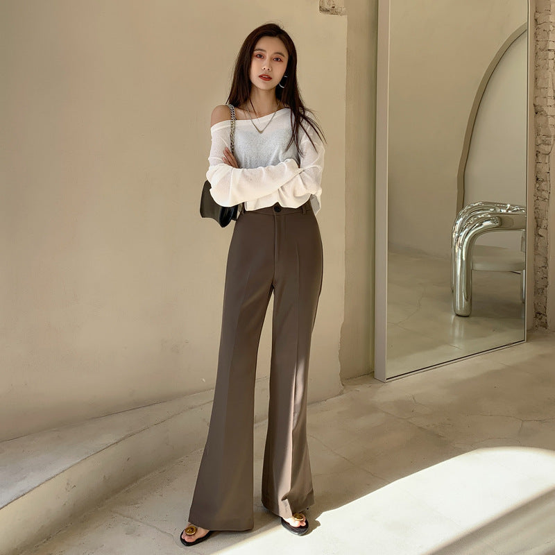Women Summer Thin Retro High Waist Drape Straight Mopping Pants Loose Casual Suit Pants