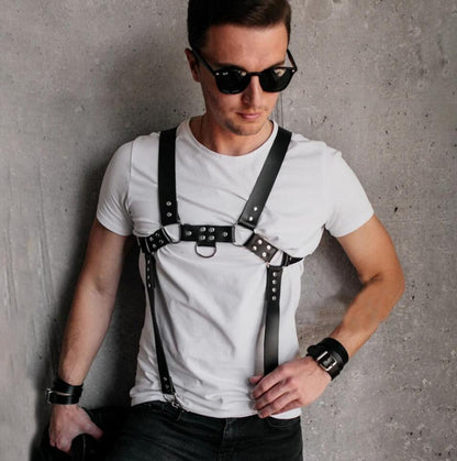 Men's Leather Shapewear PU Suspenders - BAGMODA