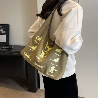 Canvas-Tasche mit Katzen-Print