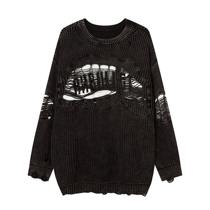 Idle Style Ripped Washed Distressed Pullover Sweater