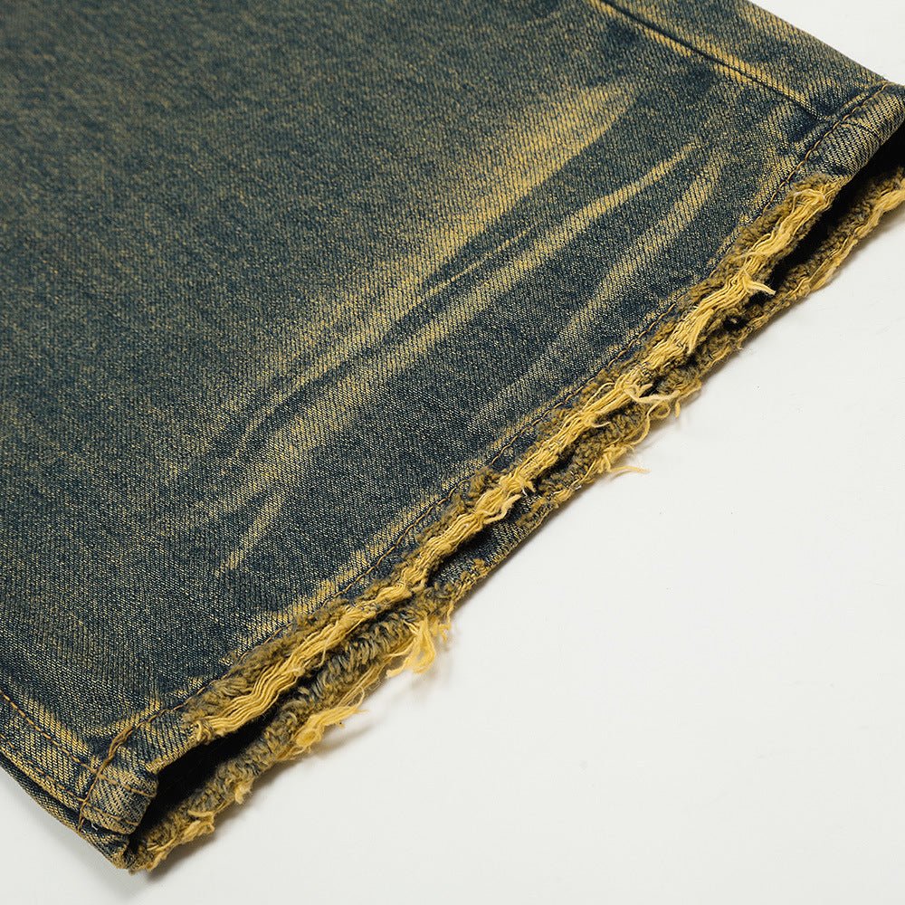 Spray Paint Denim Straight - leg Pants Men - BAGMODA