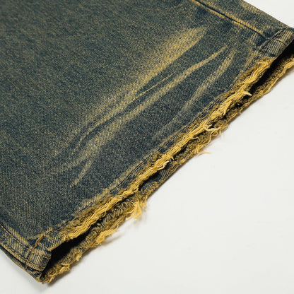 Spray Paint Denim Straight - leg Pants Men - BAGMODA