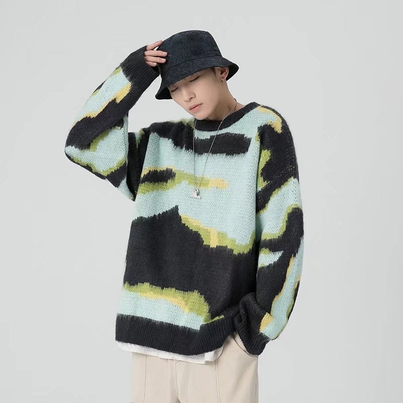 Hong Kong Style Loose Casual Sweater Trendy And Handsome Top