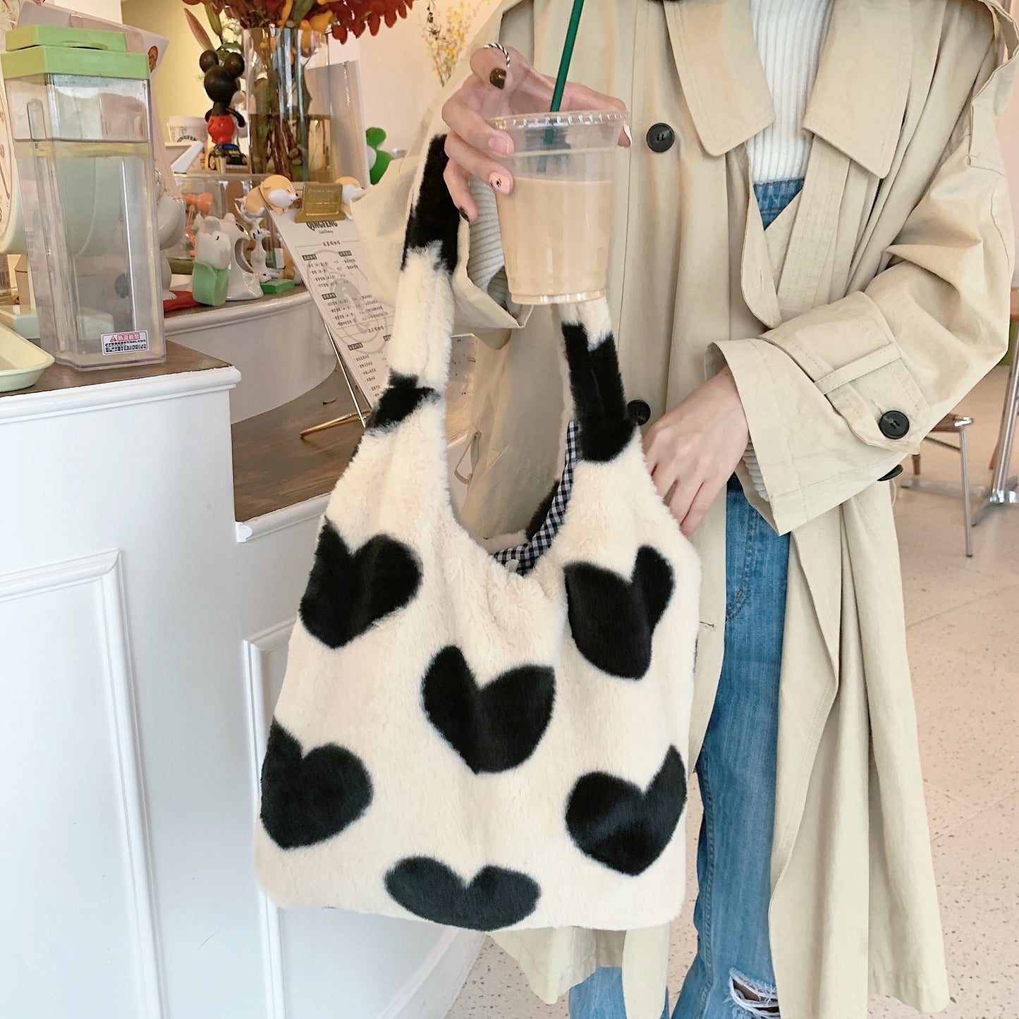 Plush Loving Heart Shoulder Bag