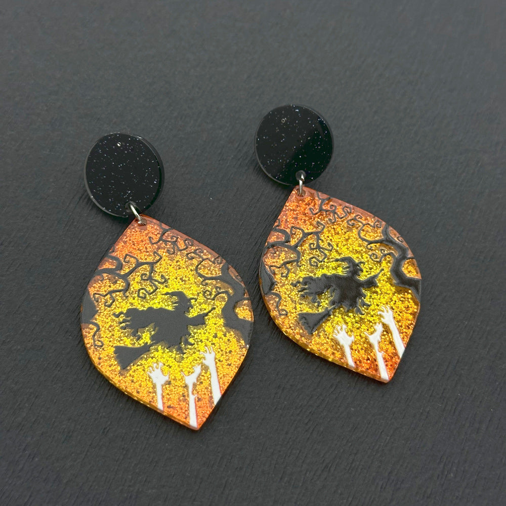 Halloween Day Ornament Colorful Ghost Eyes Funny Acrylic Earrings For Women