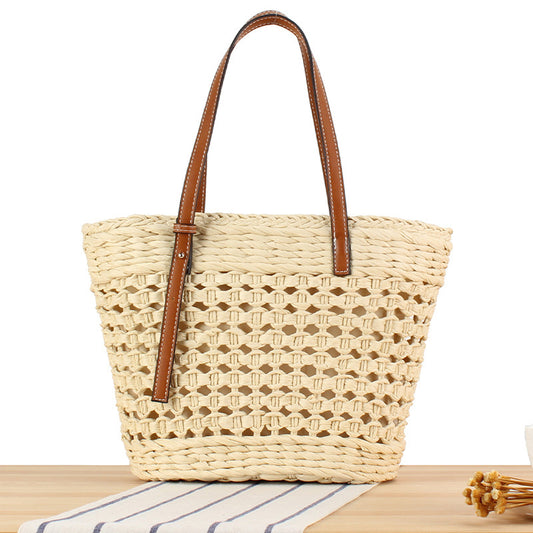 Bolsa tejida informal con hilo de papel