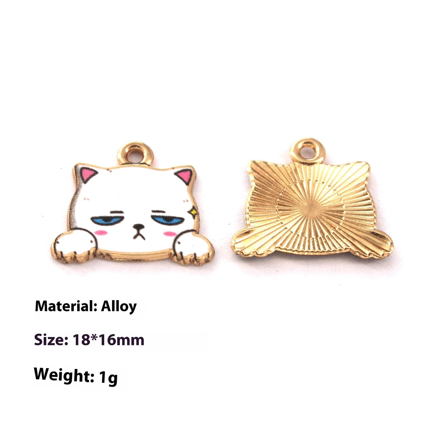 Japanese Style Kitten Cute Printed Cartoon DIY Dripping Oil Metal Alloy Earrings Key Ring Pendant Accessories