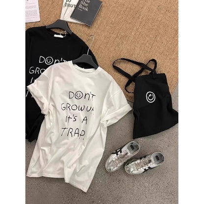 Short Sleeve Cotton Student Summer Wear  Loose Half-Sleeve Top Junior High School and High School Girls T-Shirt - BAGMODA