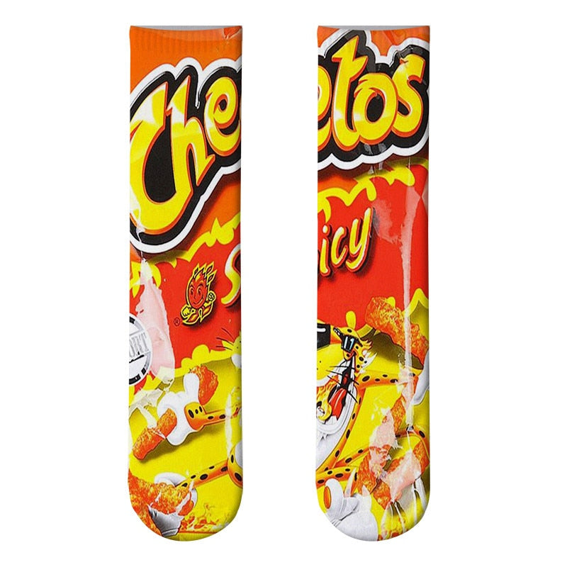 Harajuku Kawaii Socks Man Cotton Cartoon Food Print