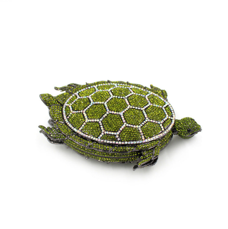 GlimmerShell Green Turtle Crystal Clutch