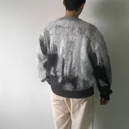 Mohair Soft Glutinous Color-block Crew Neck Knitted Sweater