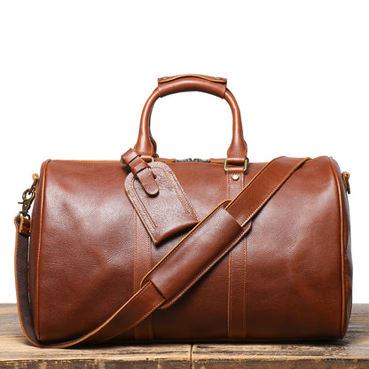 Bolso bandolera de cuero para hombre, bolso de gimnasio de piel de vaca