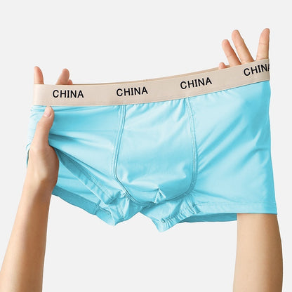 Men's Ice Silk Boxer Shorts Summer Thin Breathable Boxer