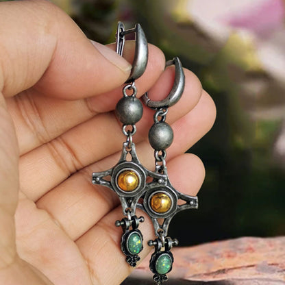 Pendientes geométricos asimétricos creativos hechos a mano para mujer