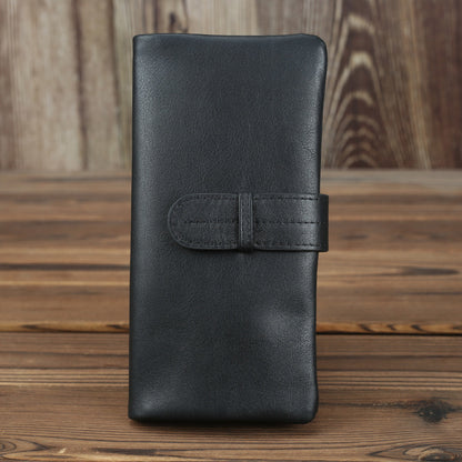 Cartera de mujer de piel auténtica con múltiples ranuras para tarjetas
