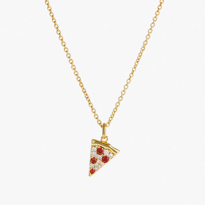 Collar de pizza con diseño de personalidad de nicho y colgante de diamantes jacintos