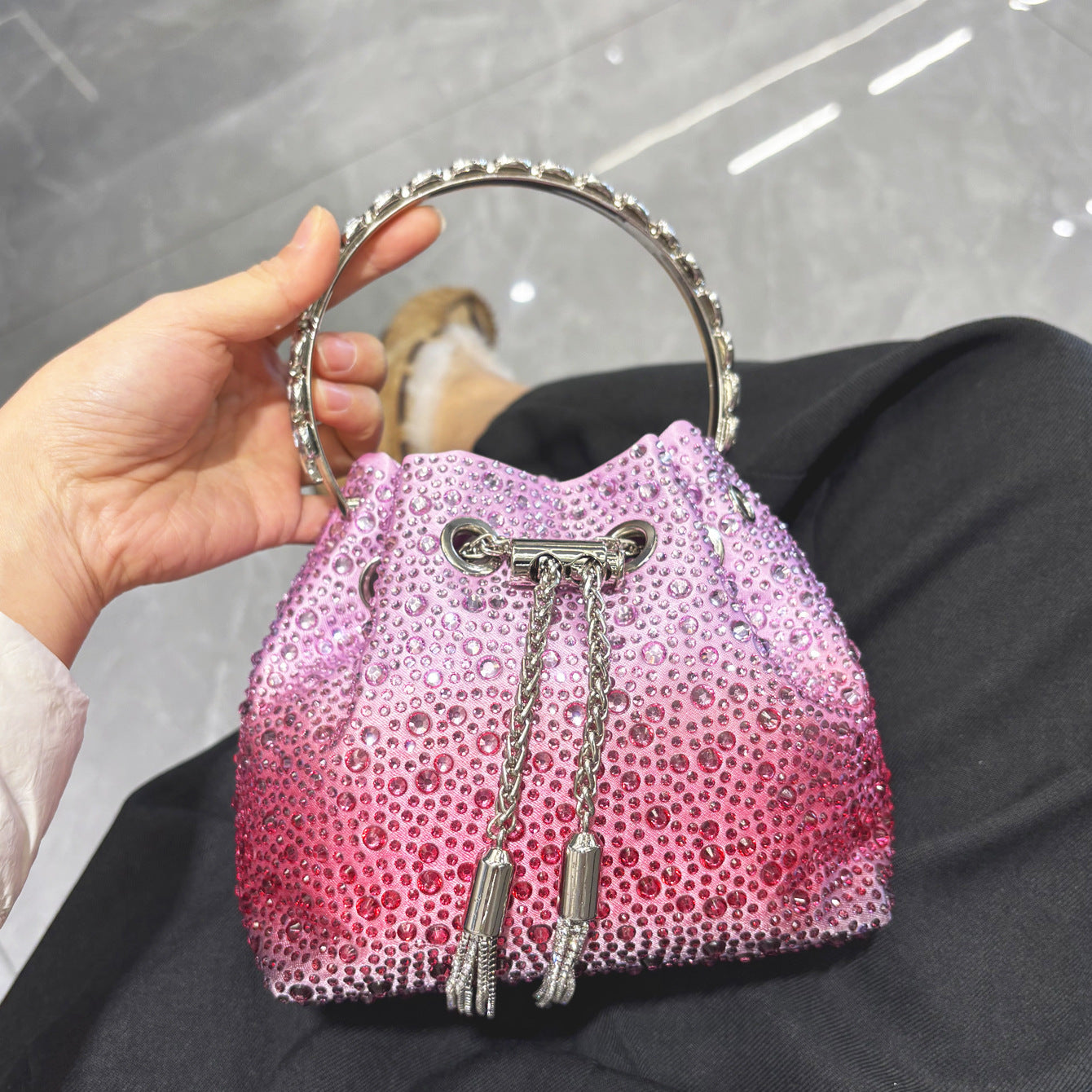 Drawstring Rhinestone Women's Bag