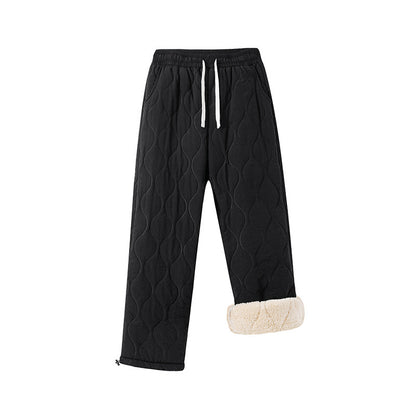 Retro Rhombus Verdickte Baumwollhose Herren Und Damen Warme Hose Mit Geradem Bein