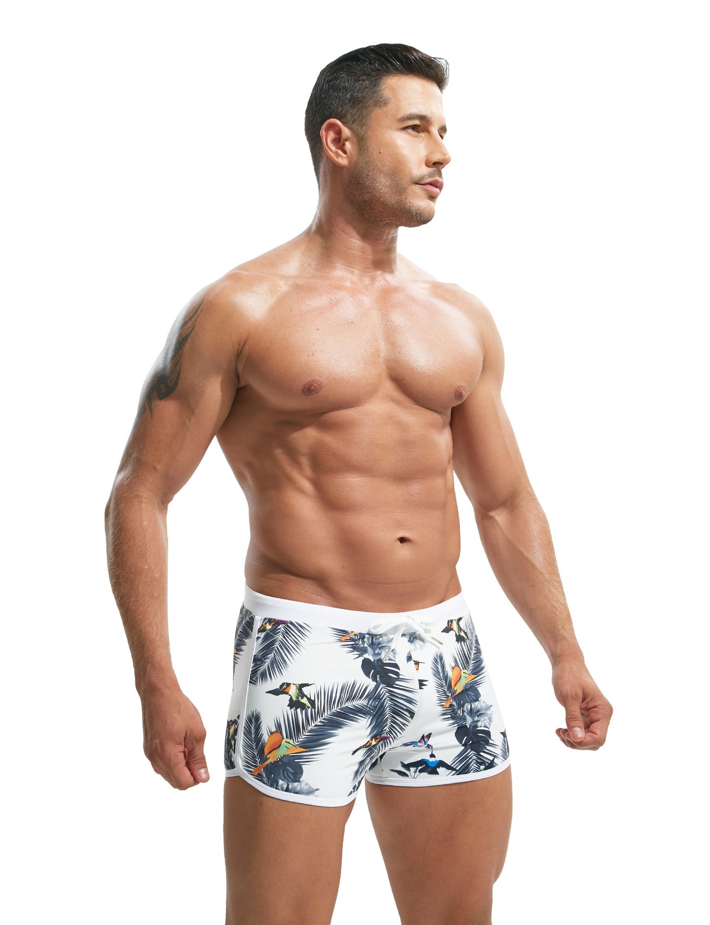 Summer Men's Nylon Printing Swim Briefs