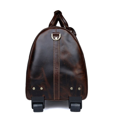Bolsa de viaje con ruedas de piel de vaca