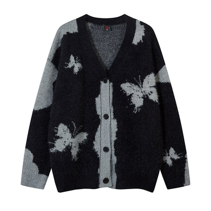 Niche Dark Butterfly V-neck Sweater Coat